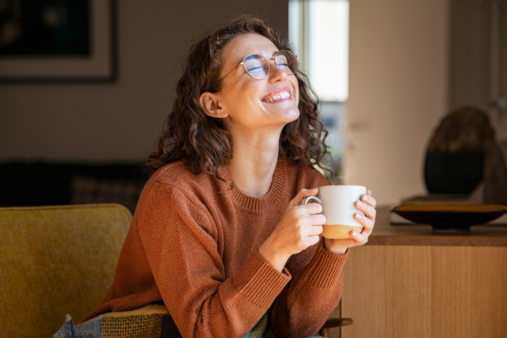the woman is happy