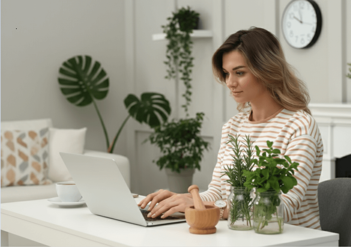 woman studying