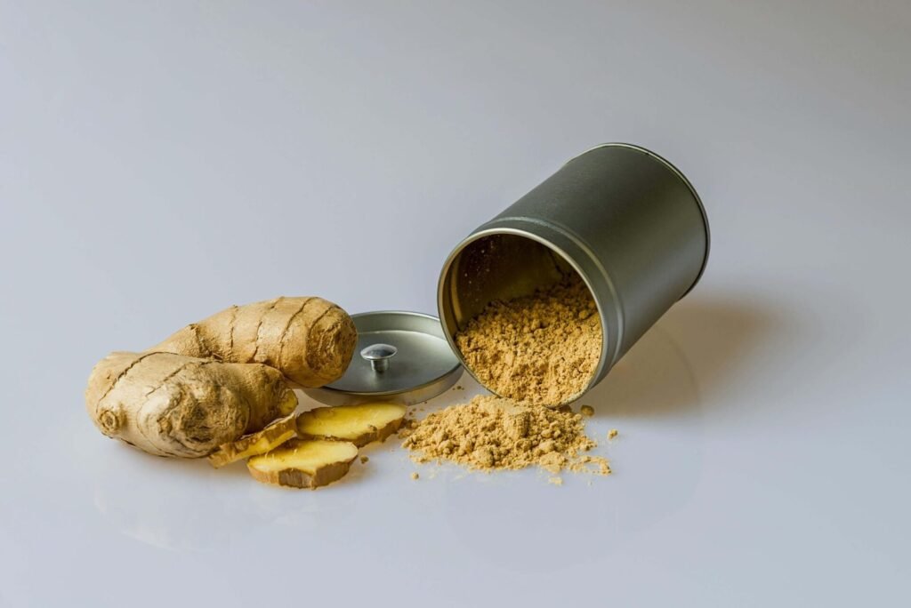 Ginger herbal medicine supporting inflammation, nausea, and circulation.